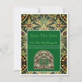 Save The Date カード 緑の模様 (正面)