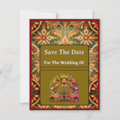 Save The Date カード 赤茶色の模様 (正面)