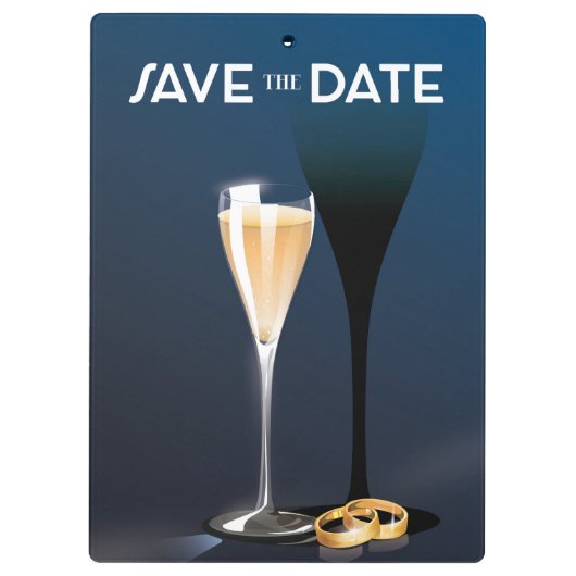 Save the Date ガラスと金の指輪 クリップボード (裏面)