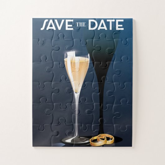 Save the Date ガラスと金の指輪 ジグソーパズル (縦)