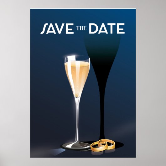 Save the Date ガラスと金の指輪 ポスター (正面)