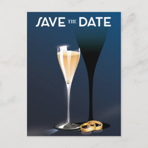 Save the Date ガラスと金の指輪 ポストカード