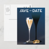 Save the Date ガラスと金の指輪 ポストカード (正面/裏面)