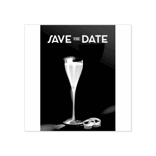 Save the Date ガラスと金の指輪 ラバースタンプ (インプリント)