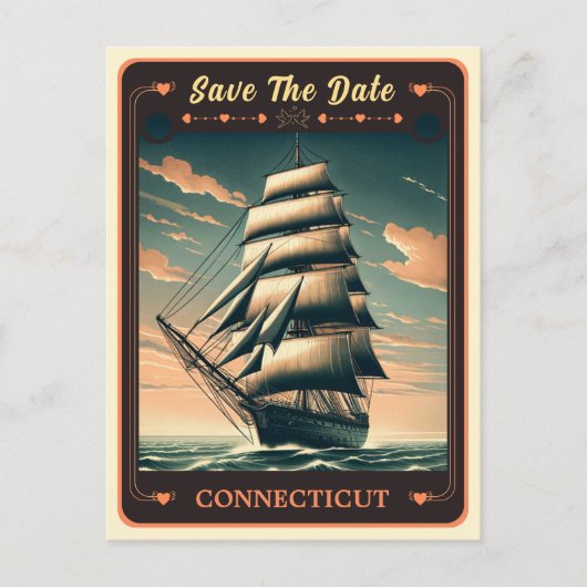 Save the Date | コネチカット州ウエディング招待ポストカード ポストカード (正面)