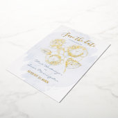 SAVE THE DATE | ゴールドのギルドローズ ダスティーブルー 箔招待状 (回転した状態)