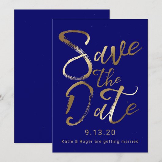 Save The Date | ゴールドの飛沫 招待状 (正面/裏面)