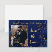 Save the Date ゴールドグリッター モダン ミュージック ノーツ 招待状 (正面/裏面)