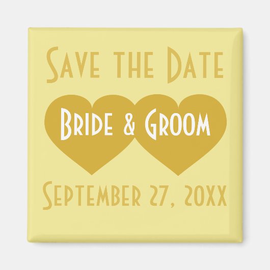 Save the Date ゴールドハート マグネット (正面)