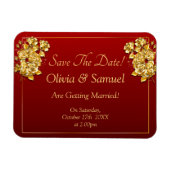 Save The Date - ゴールドバラ マロンレッドのビニール マグネット (横)