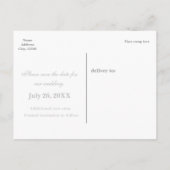 SAVE THE DATE シルバーコンフェッティ ウェディングエンゲージメント 案内ポストカード (裏面)