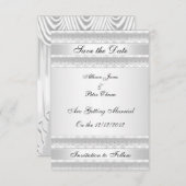 Save the Date シルバー ホワイト 招待状 (正面/裏面)