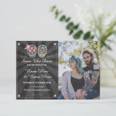 Save The Date スカル フォト カード ゴシック ウェディング (スタンド正面)