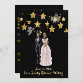 Save the Date スケルトン ハロウィン ウェディング 招待状 (正面/裏面)