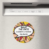 SAVE THE DATE スピーチバブル 楽しいレトロ漫画 マグネット (インサイチュ (食洗機))