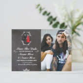 Save The Date チョーク スカル フォト カード ゴシック (スタンド正面)