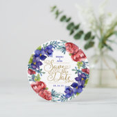 Save The Date | ハピネス ウォーターカラー フラワーズ 招待状 (スタンド正面)