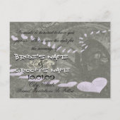 Save The Date - -ハートと渦巻きラベンダー 案内ポストカード (裏面)