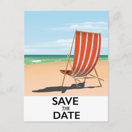 Save the date ビンテージ ビーチ ポスター 案内ポストカード (正面)