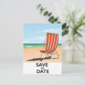 Save the date ビンテージ ビーチ ポスター 案内ポストカード (スタンド正面)