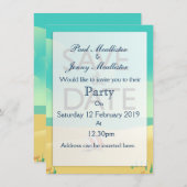 Save the Date ビンテージ ビーチ 招待状 (正面/裏面)