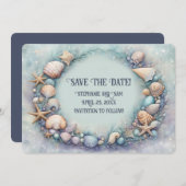 Save the Date ビーチ シェルリースの招待状 招待状 (正面/裏面)