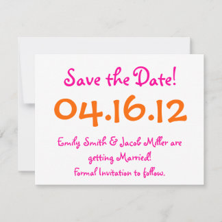 Save the Date ピンクとオレンジ 招待状