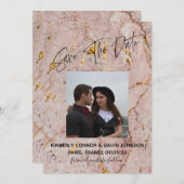 Save The Date | ピンクとゴールドの大理石 セーブザデート (正面/裏面)