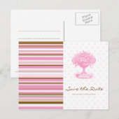 SAVE THE DATE ピンクとブラウンの上品なポストカード 案内ポストカード (正面/裏面)