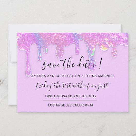 Save The Date ピンクのホログラムドリップス パープル セーブザデート (正面)