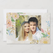 Save the Date フォト ウォーターカラー ボヘミアンフラワー マーブル 招待状 (裏面)