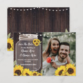 Save The Date フォト ウッド ヒマワリ フォト ウェディング セーブザデート (正面/裏面)