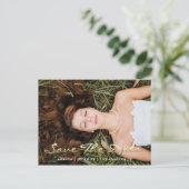 Save The Date フォト グレー 16日 15日 ブライズシャワー ポストカード (スタンド正面)