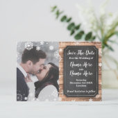 Save The Date フォト 冬のホリデー スノーフレーク ウッド セーブザデート (スタンド正面)