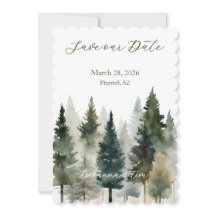 Save the Date | フォレストパインズ水彩 (スカラップ)
