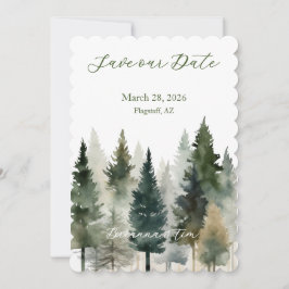 Save the Date | フォレストパインズ水彩 (スカラップ)