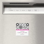 Save the Date フォーク ブラック ホワイト フラワー ボーホー ウェディング マグネット (インサイチュ (食洗機))