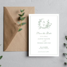 Save The Date フォーマル クレスト セージグリーン カード