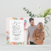 「Save The Date」フラワーの夏の花 ピンクの写真 セーブザデート (スタンド正面)