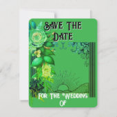 Save The Date フローラル カード 緑のサンライズ (正面)