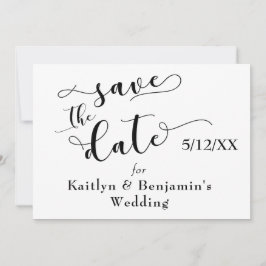 「Save the Date」ブラックタイポグラフィ 裏面に「love」入り セーブザデート