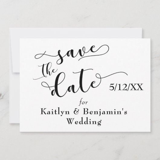 「Save the Date」ブラックタイポグラフィ 裏面に「love」入り セーブザデート (正面)
