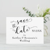 「Save the Date」ブラックタイポグラフィ 裏面に「love」入り セーブザデート (スタンド正面)