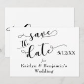 「Save the Date」ブラックタイポグラフィ 裏面に「love」入り セーブザデート (正面/裏面)