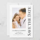 Save The Date ブラックホワイト スタイリッシュ モダン ウェディング セーブザデート (正面)