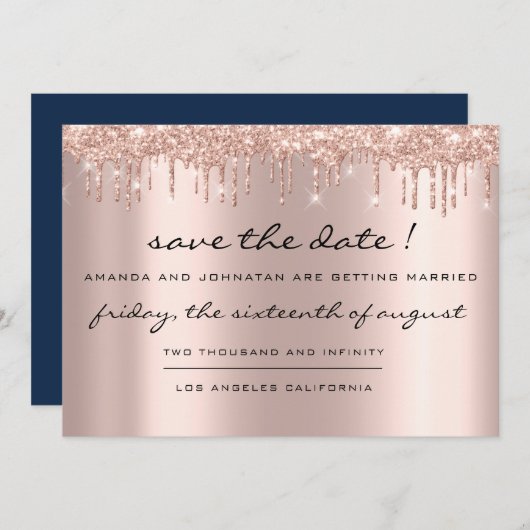 Save The Date ブラックローズドリップス ネイビーブルー セーブザデート (正面/裏面)