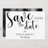 「Save the Date」ブラック・タイポグラフィモダンフォント セーブザデート (正面/裏面)