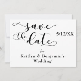 「Save the Date」ブラック・タイポグラフィー、裏面に「love」入り セーブザデート