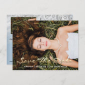 Save The Date ブルー フォト ローズ スウィート 16th ウェディング ポストカード (正面/裏面)