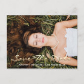 Save The Date ブルー フォト ローズ スウィート 16th ウェディング ポストカード (正面)